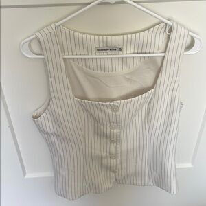 Abercrombie & Fitch Cream Pinstripe Button-Front Tank Top